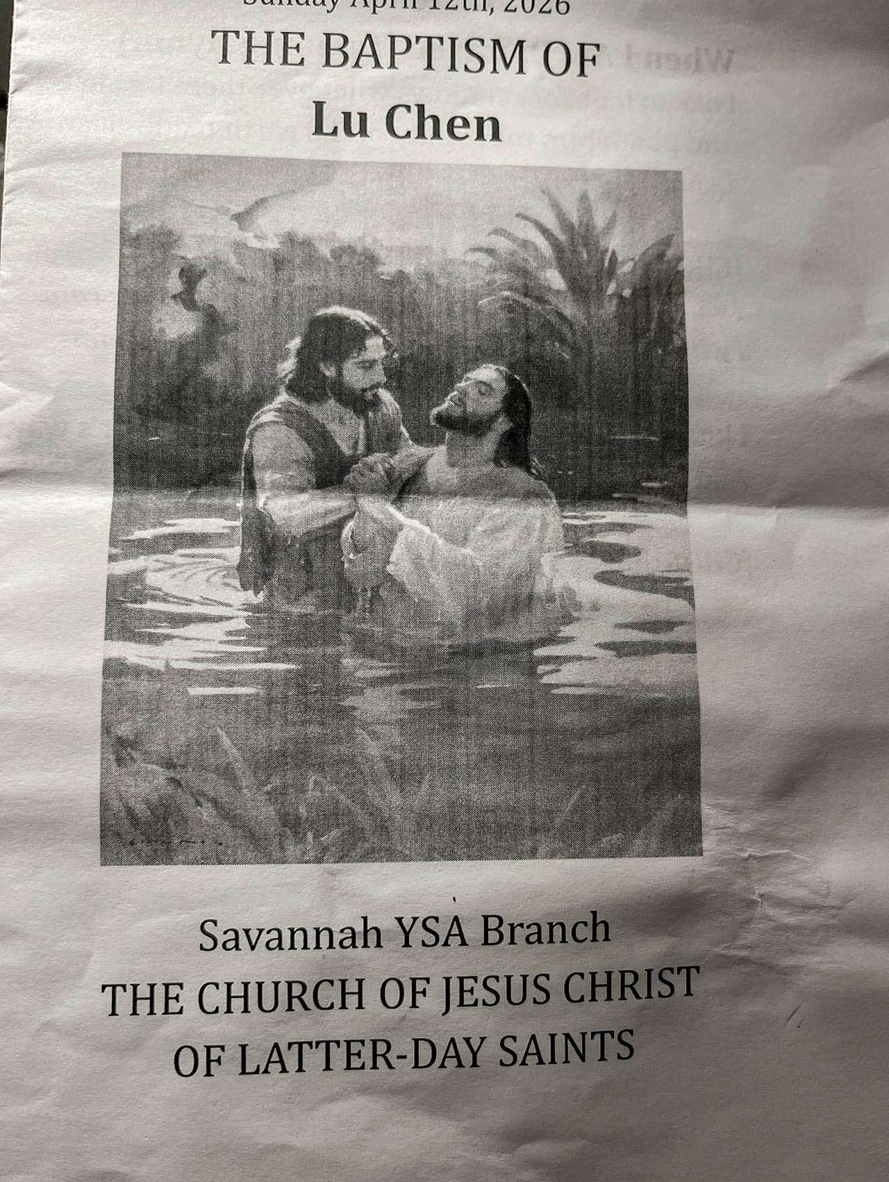 LUCHEN Watson, LUCHEN, Baptism, rebirth, church, Savannah, 2026